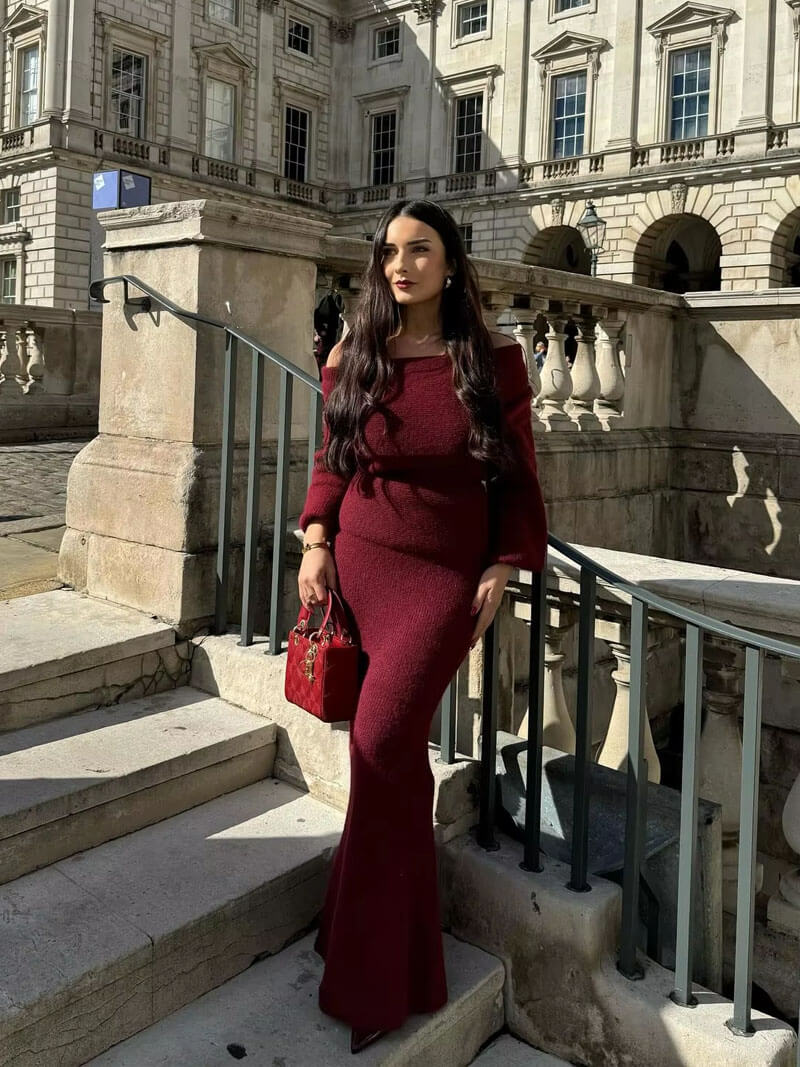 Robe longue en maille Calista