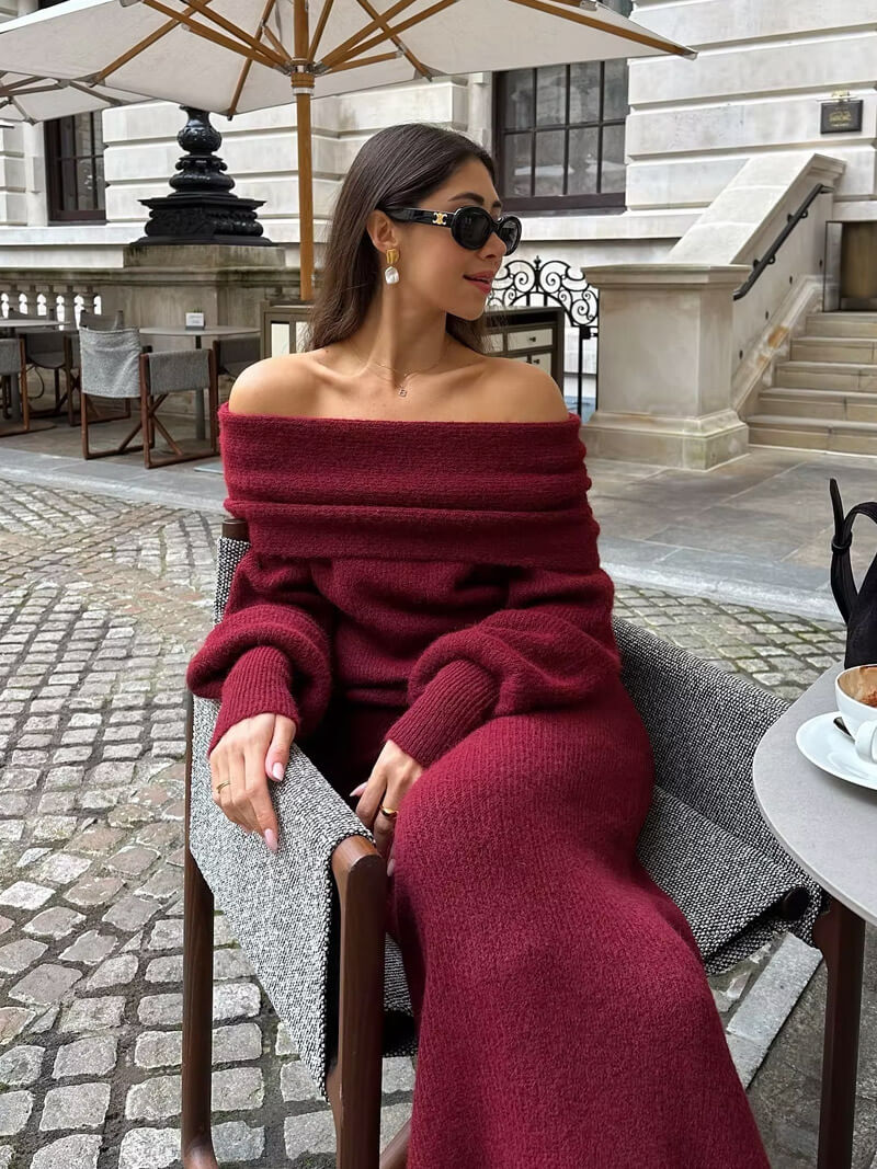 Robe longue en maille Calista