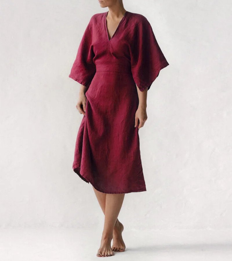 Elegant linen dress in ink blue – Lena