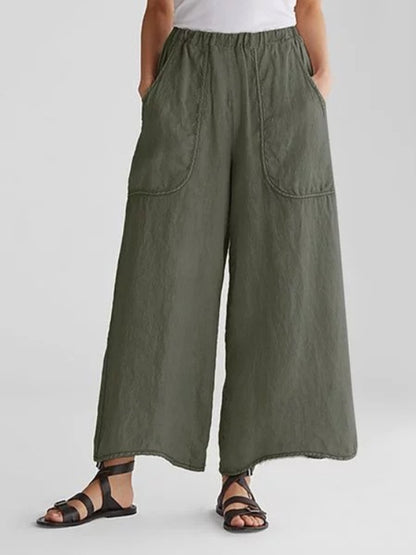 Bequeme Weite Leinenhose mit großen Taschen –Laura