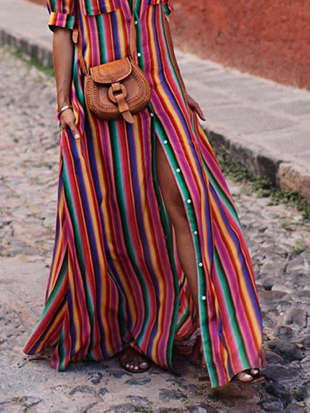 Lorenza - Vibrant Striped Maxi Dress for Women 