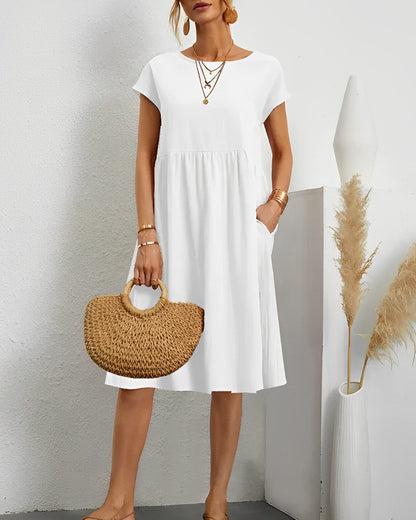 Cara - Loose fit linen midi dress 