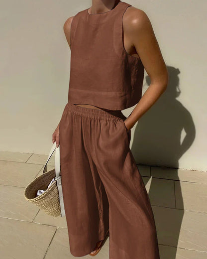 Lara - Tank Top and Pants Linen Set Women