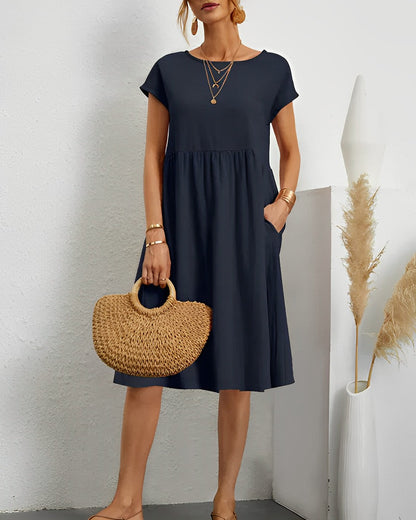 Cara - Loose fit linen midi dress 