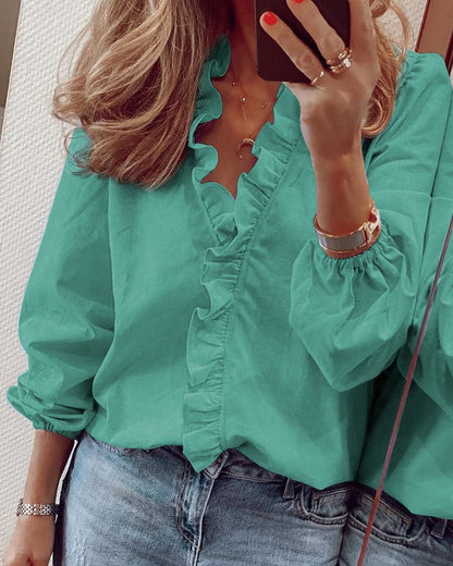 Einfarbige Leinenbluse für Damen – Marie