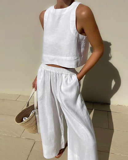 Lara - Tank Top and Pants Linen Set Women