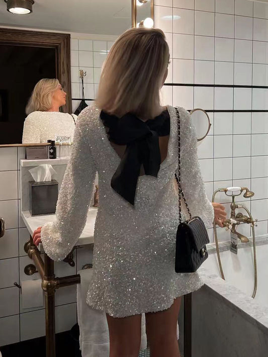 Ava - Glitzerndes Cocktailkleid mit Schleife für Damen