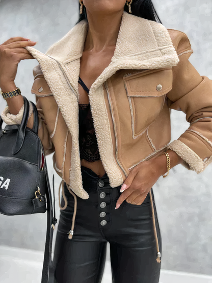 Stylish leather winter jacket for women Aisha