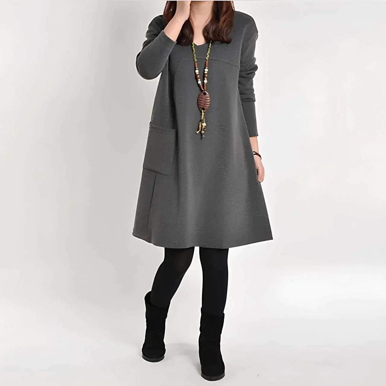 Long-sleeved dress with pockets Amora