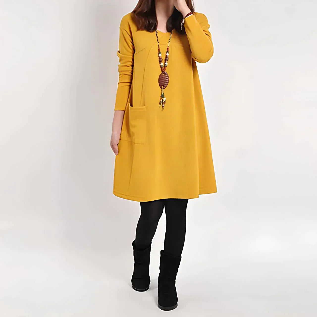 Long-sleeved dress with pockets Amora