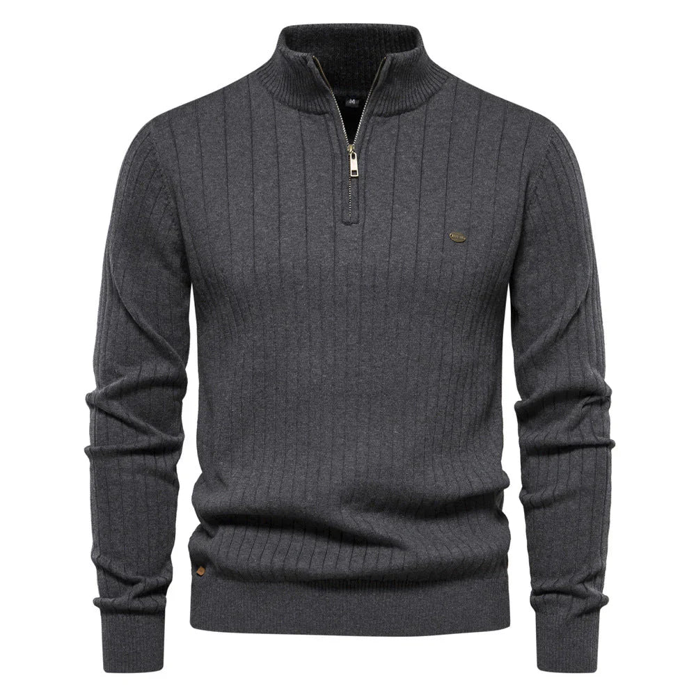 New Autumn Zip Sweater for Men Aiopeson