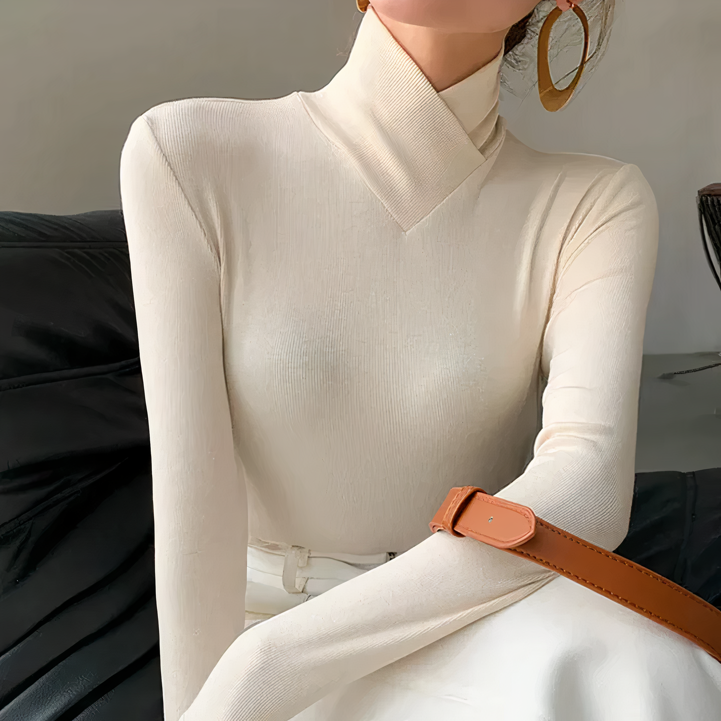 Elegant turtleneck sweater with crossed collar Briella