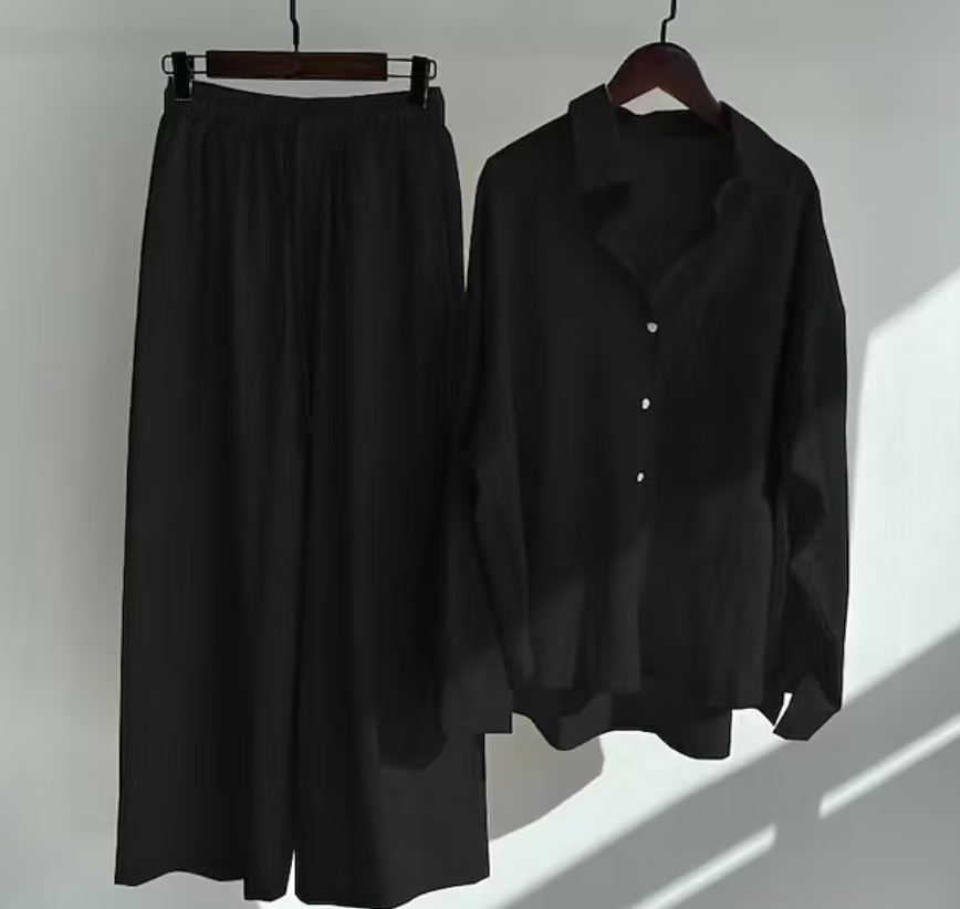 Lara - Elegantes Zweiteiler Bluse und Hosen Set aus Leinen für Damen