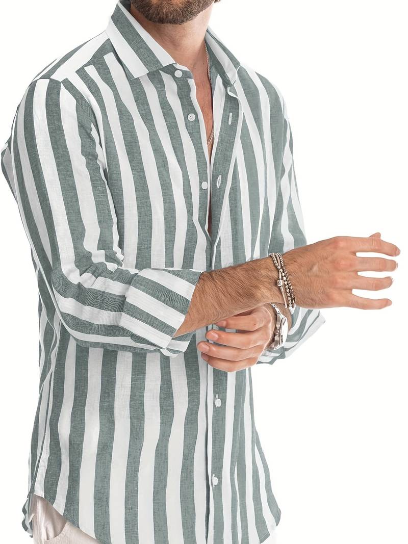 Chemise d'été rayée à manches longues pour homme Osric