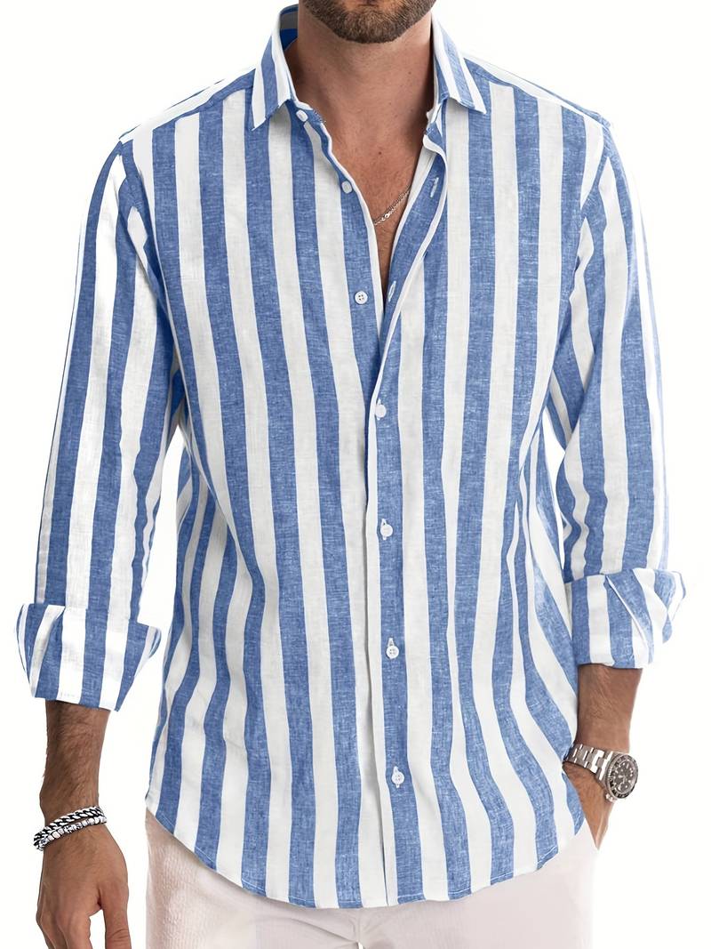 Chemise d'été rayée à manches longues pour homme Osric