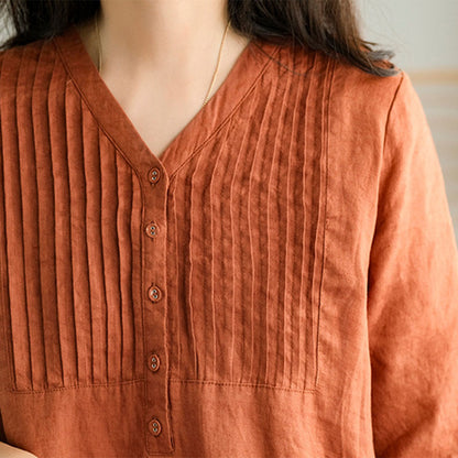 Leinenkleid in Orangetönen für Damen -  Sophie