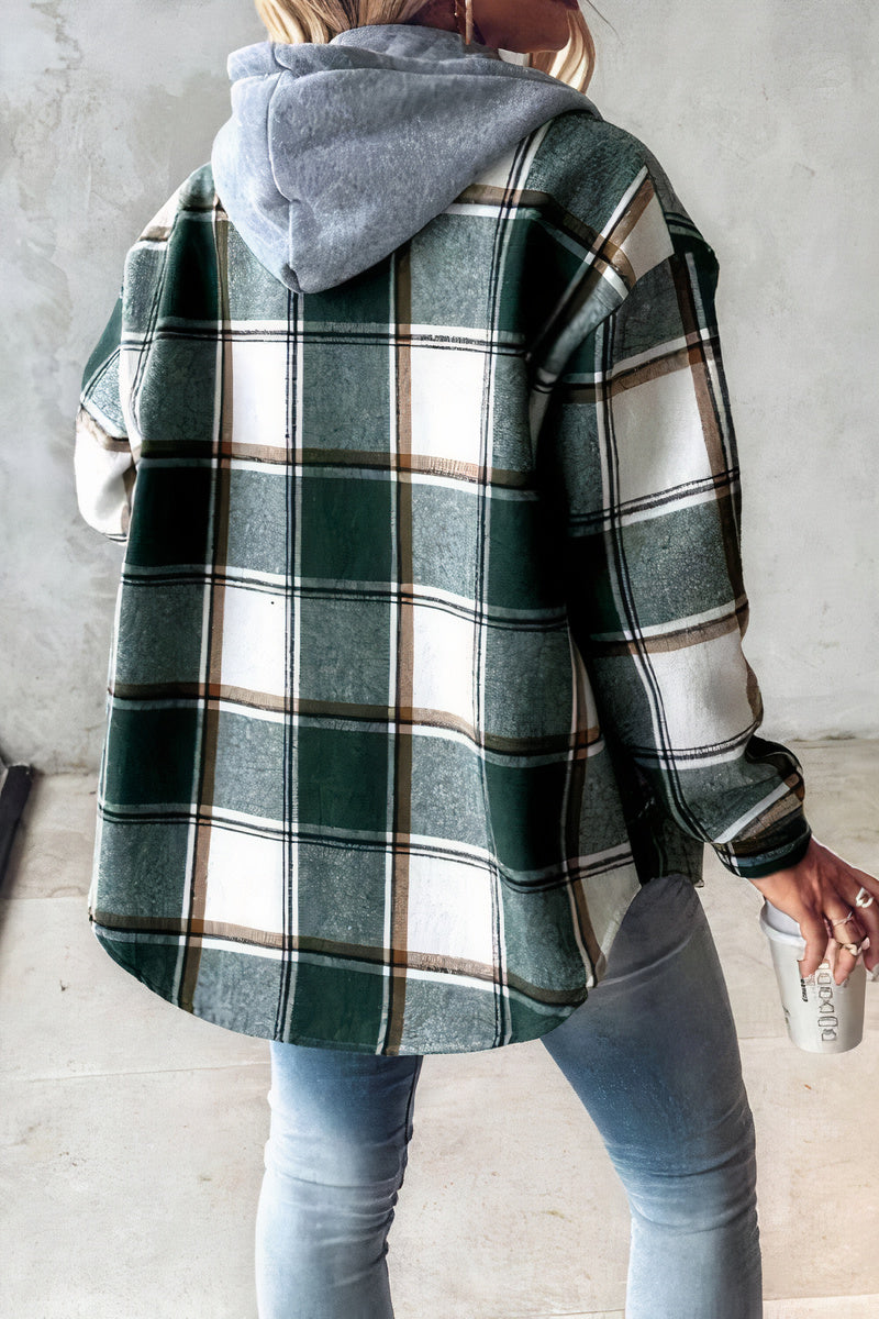 Flanelljacke mit gemusterter Kapuze Drika