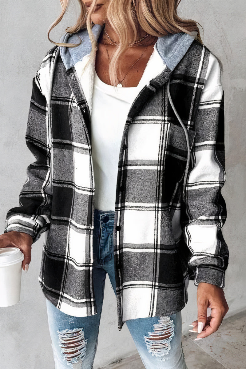 Flanelljacke mit gemusterter Kapuze Drika