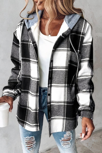 Flanelljacke mit gemusterter Kapuze Drika