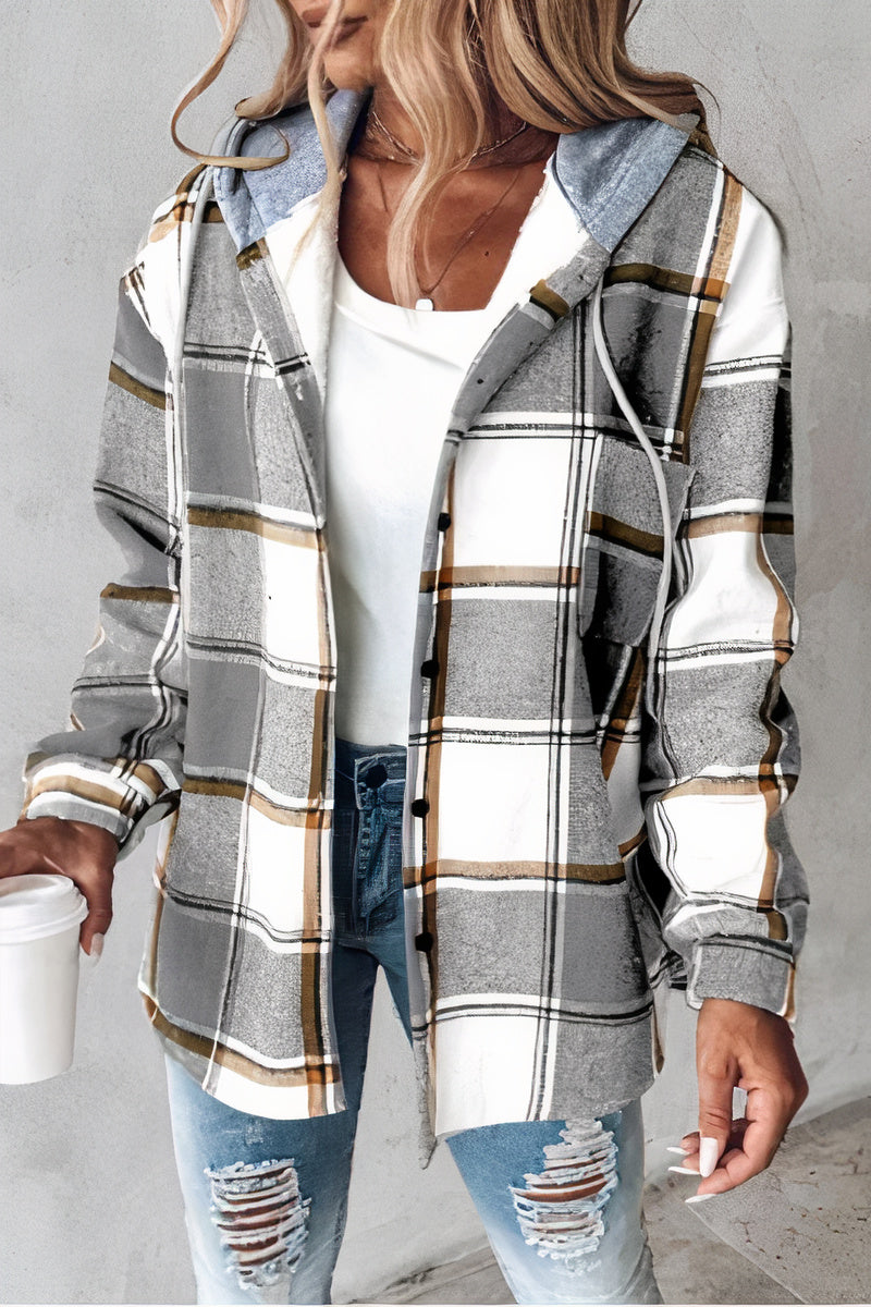 Flanelljacke mit gemusterter Kapuze Drika