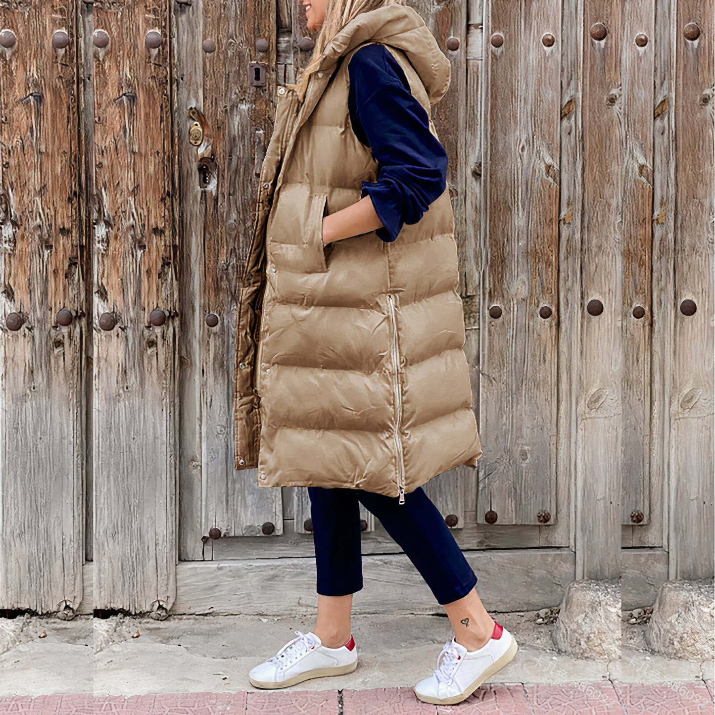 Long Hooded Jacket with Vest Elena