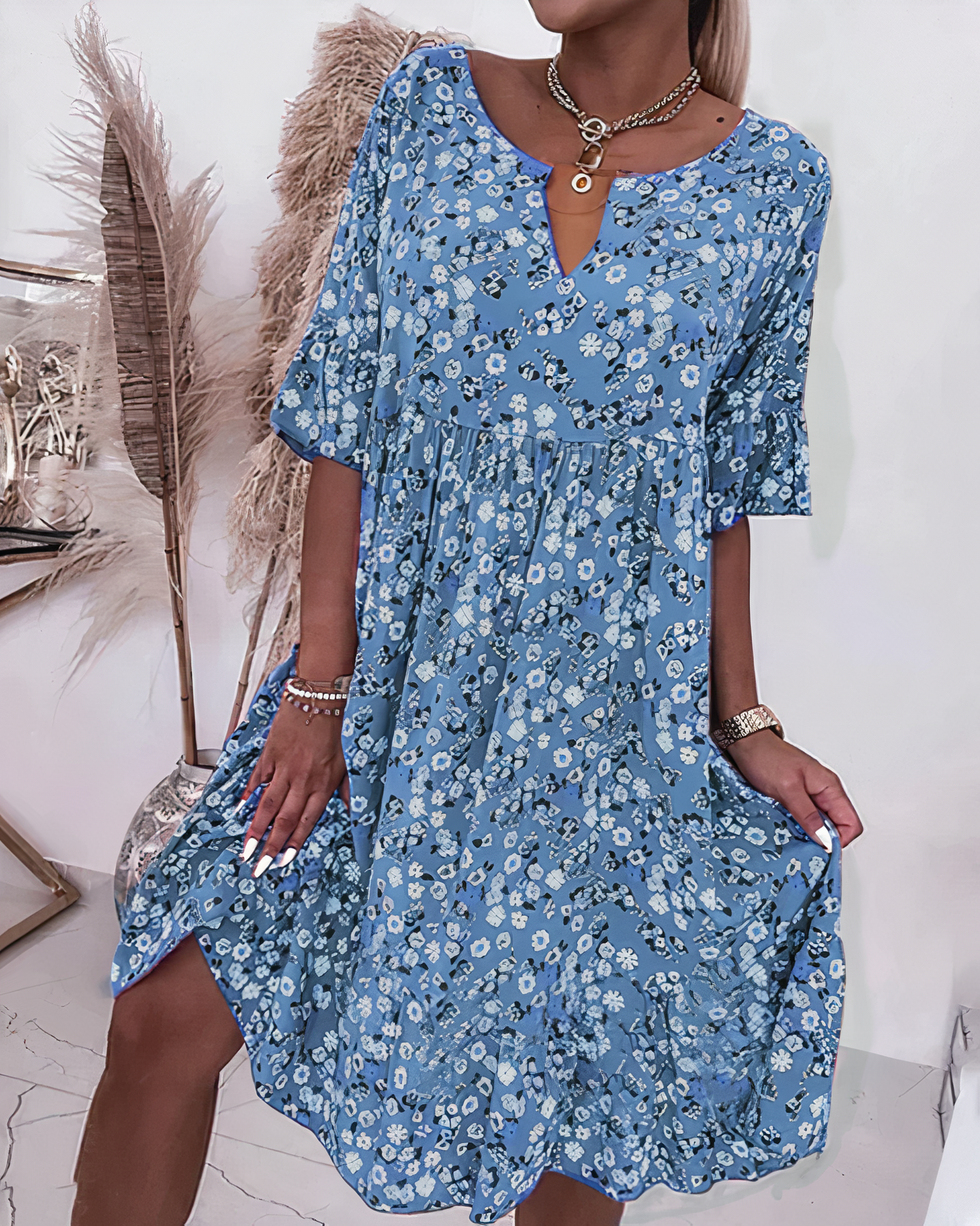 Enid floral dress with half sleeves