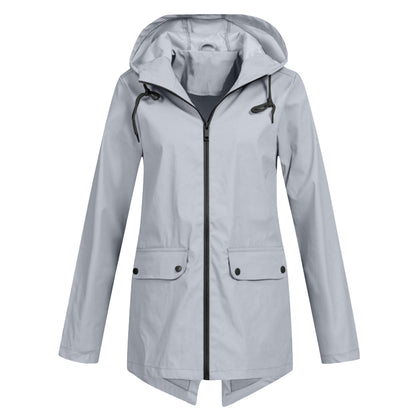 Long raincoat with hood for women Romy