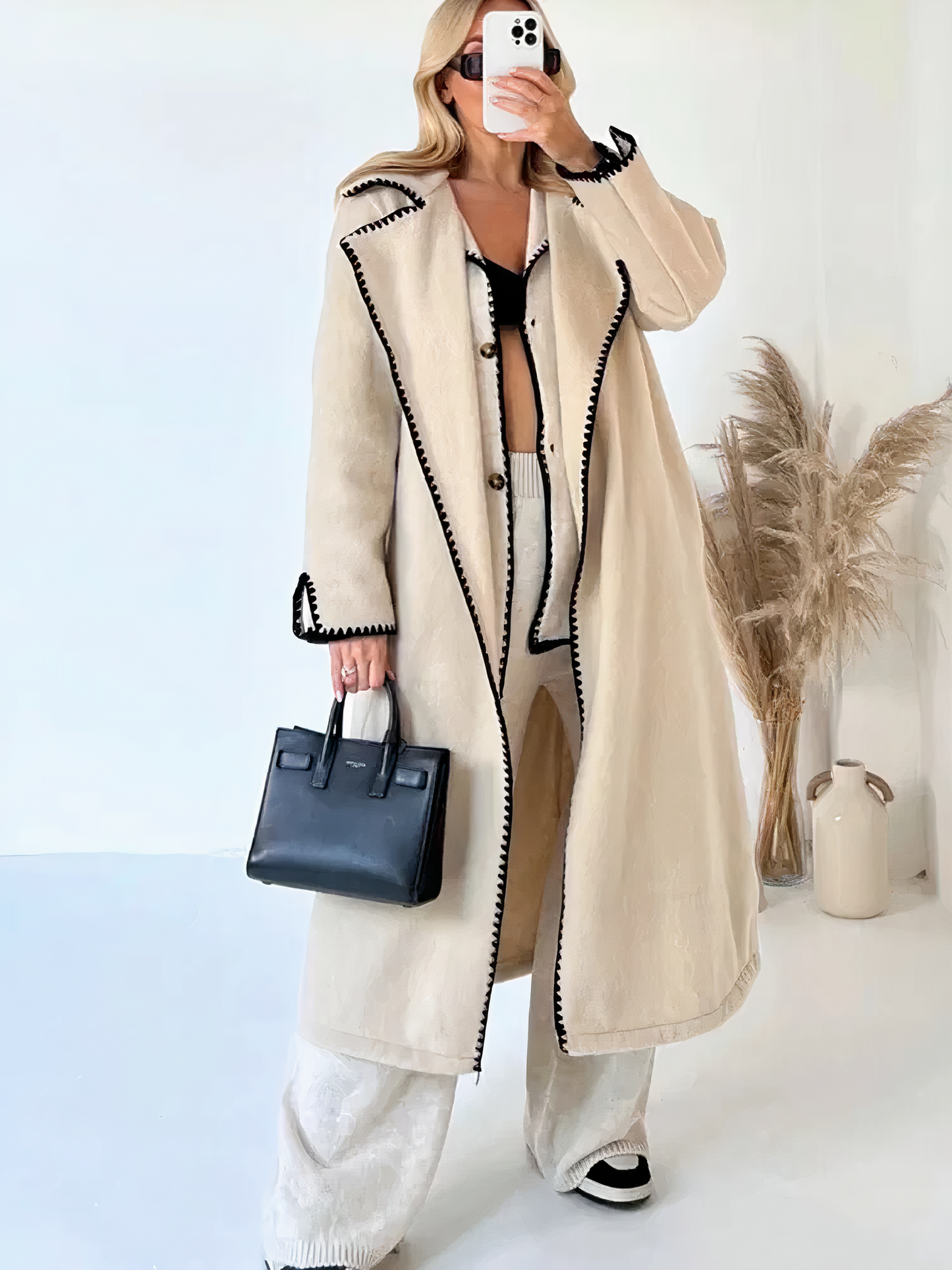 Long casual women's coat with lapels Gracie