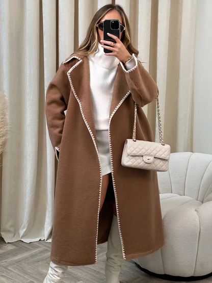 Long casual women's coat with lapels Gracie