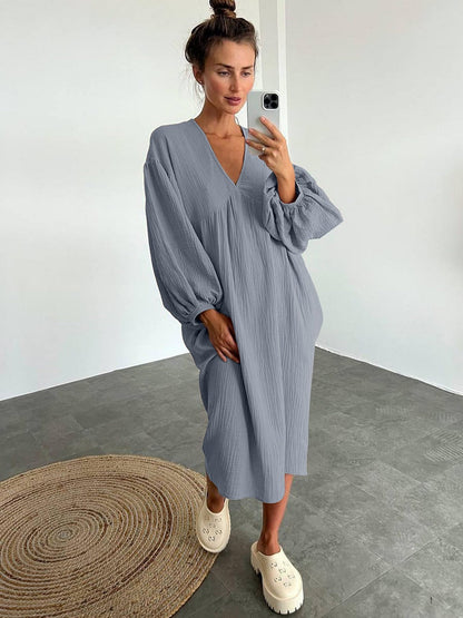 Robe d'été en lin bleu 