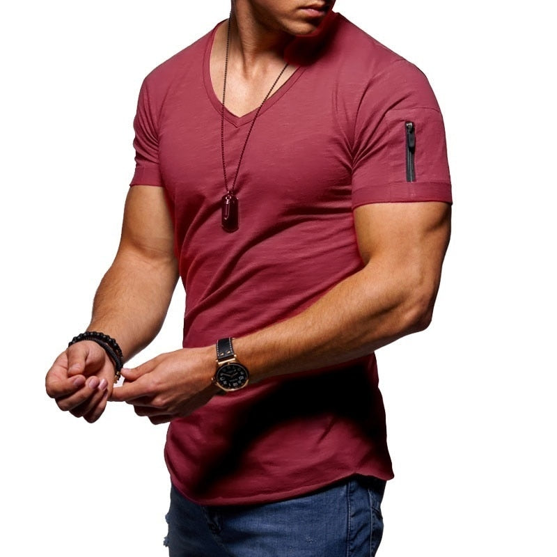 T-shirt musclé à col en V pour hommes Shaun 