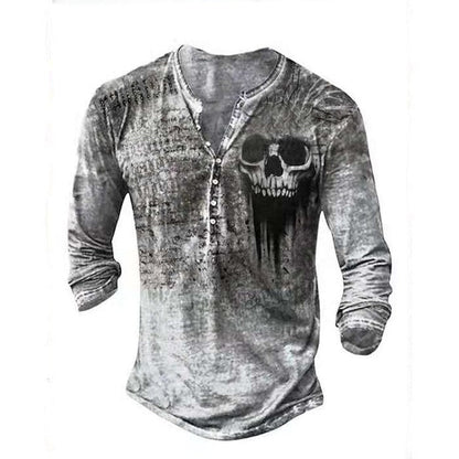 Chemise classique à manches longues avec motif tête de mort rétro Beni