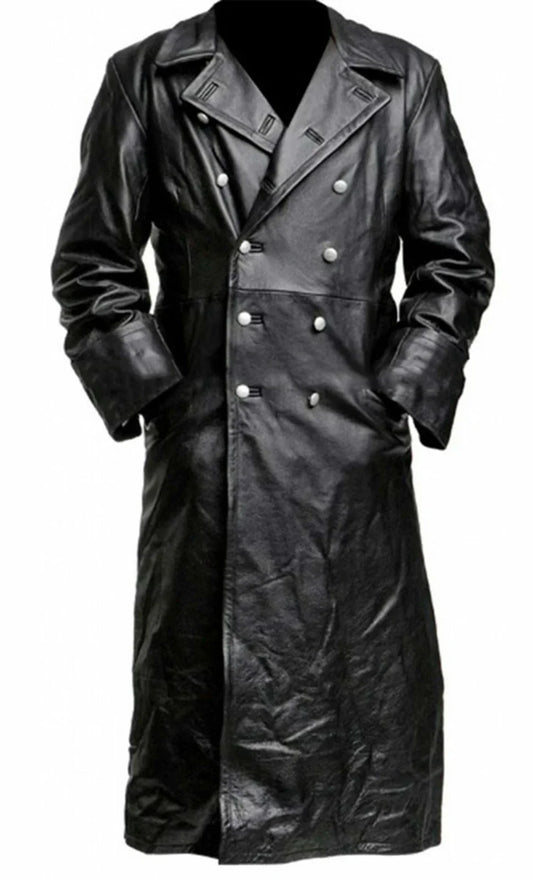 Trench classique en cuir pour homme Jari