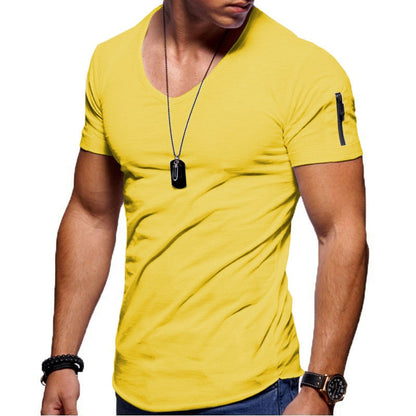 T-shirt musclé à col en V pour hommes Shaun 