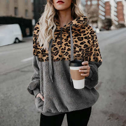 Leopard Print Plush Hoodie Juliana