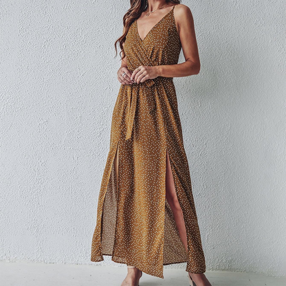 Chic Maxi Dress with Slit Crystal 