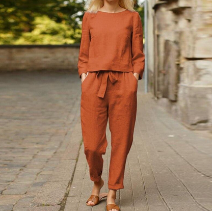 Lara - Linen blouse and linen pants set for women