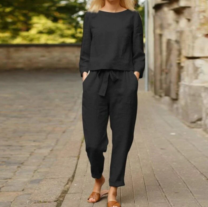 Lara - Linen blouse and linen pants set for women