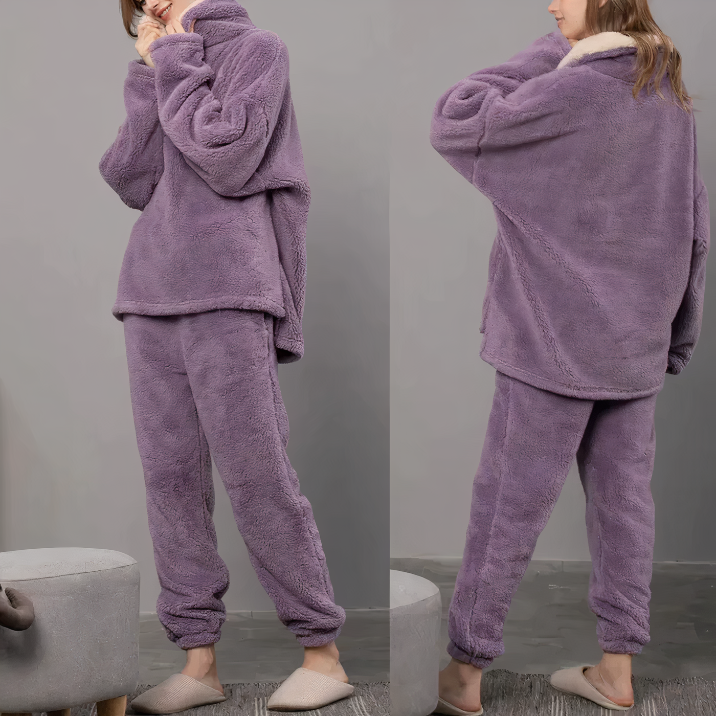 Damen Fleece Pyjama Set Londyn