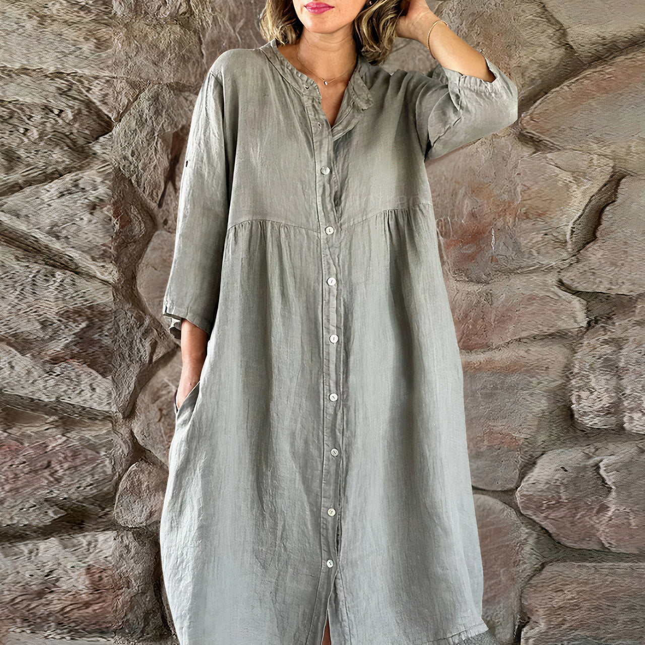 Cotton and linen dress for women Rolene