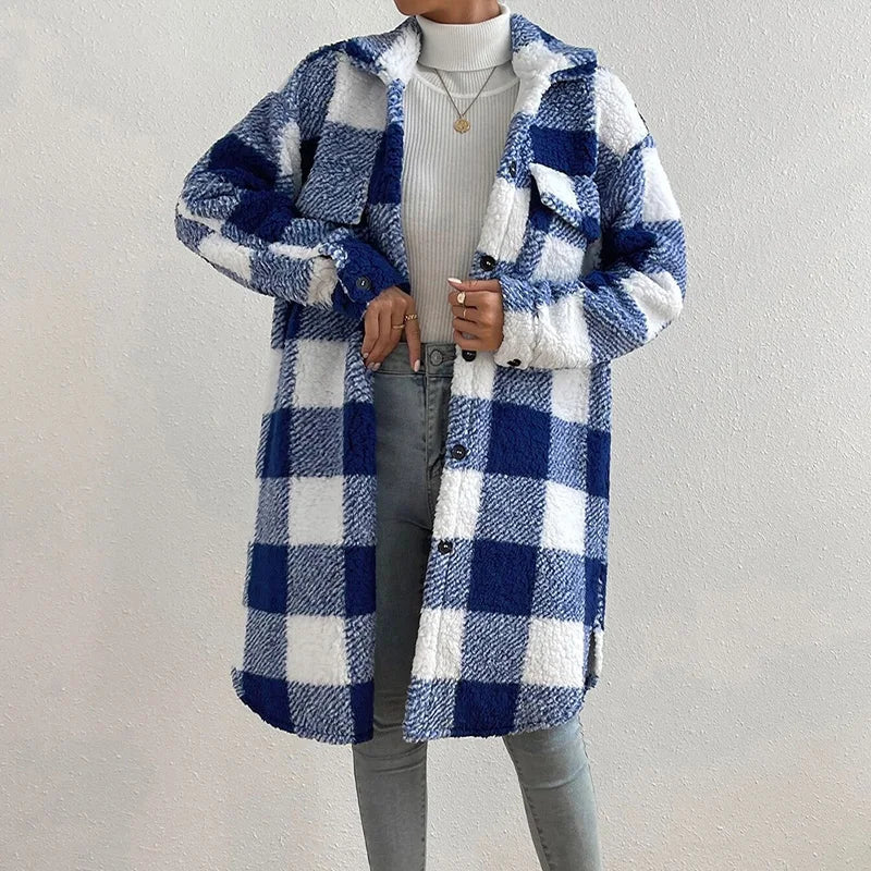 Checked women's jacket with fleece lining Maja