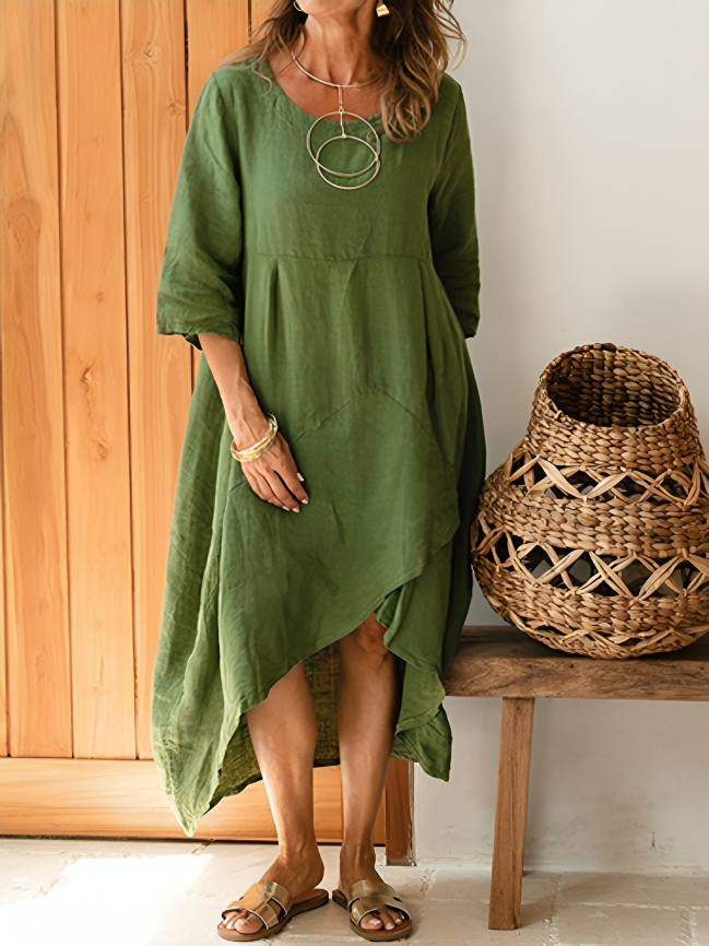 Robe longue en lin vert