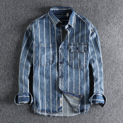 Trendiges Gestreiftes Denim Shirt für Herren Lars