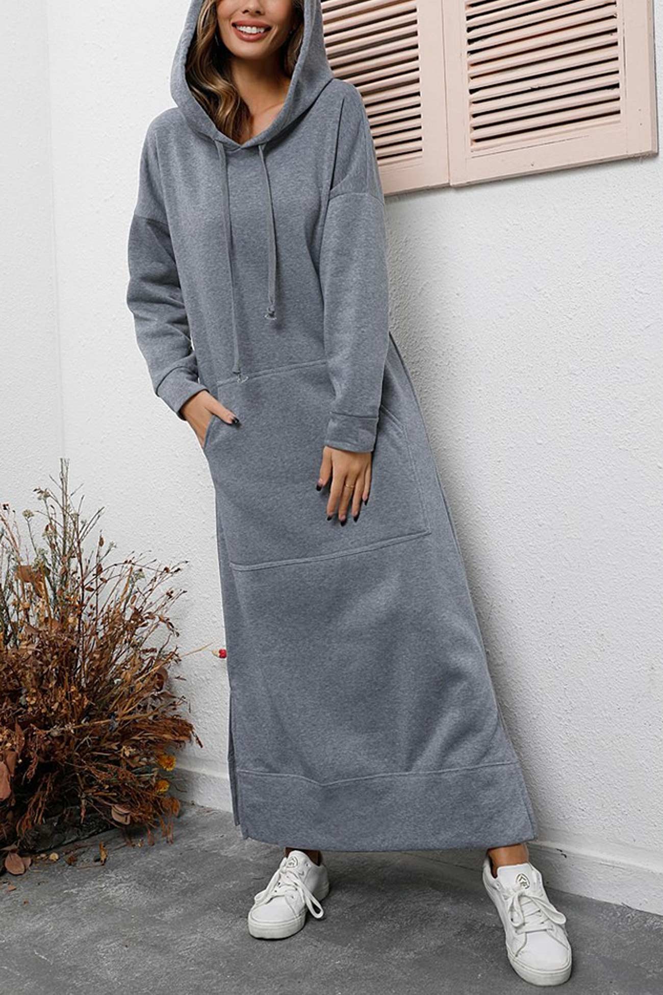 Hoodie Dress with Side Slits Caitlyn