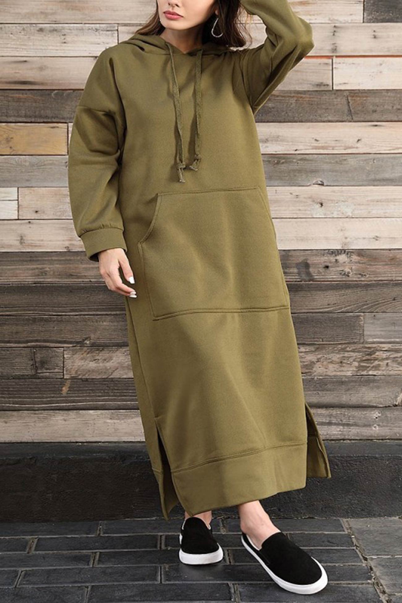 Hoodie Dress with Side Slits Caitlyn