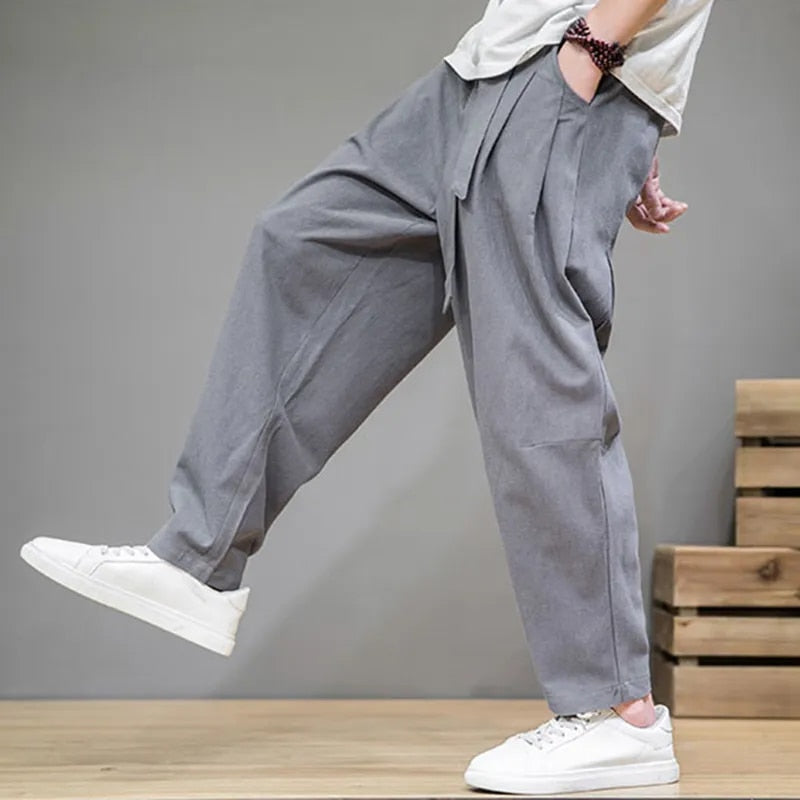 Taupe-colored leisure linen trousers Idan