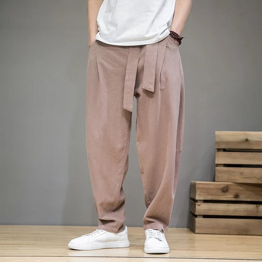 Pantalon loisirs en lin taupe Idan