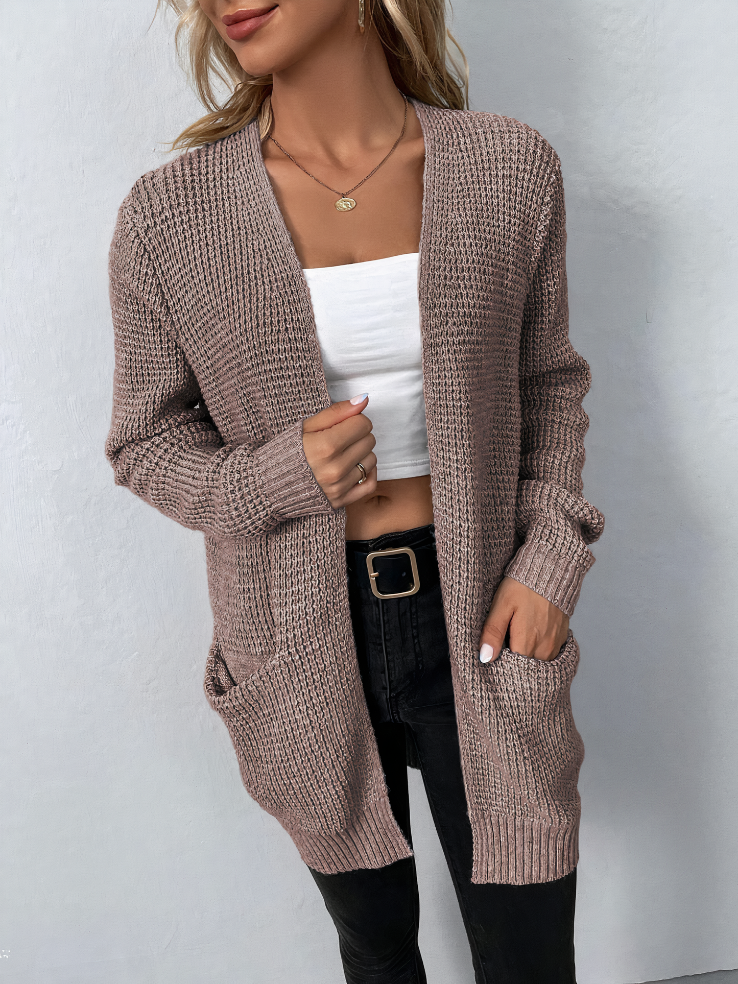 Long cardigan with practical pockets Tanja