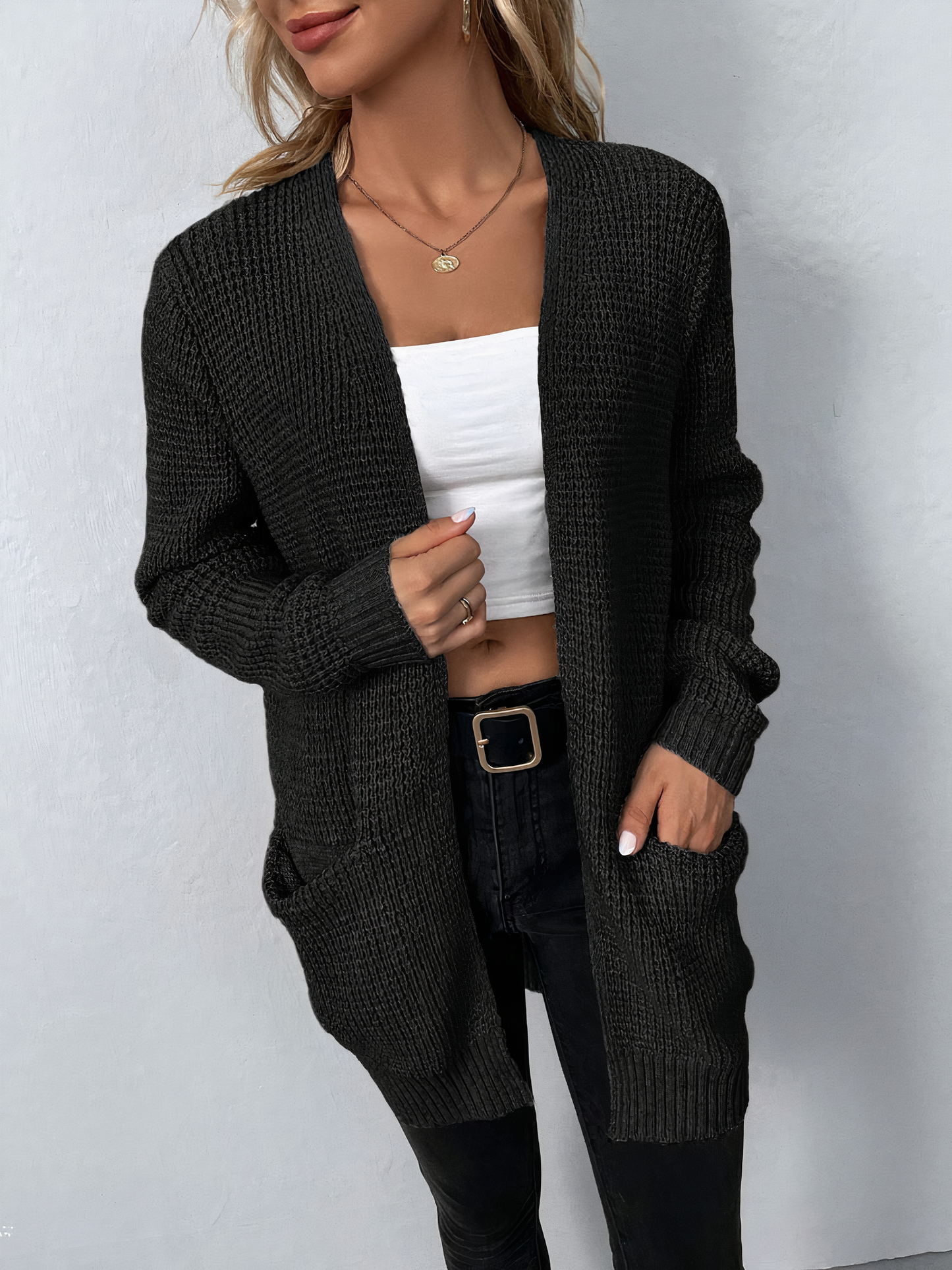 Long cardigan with practical pockets Tanja