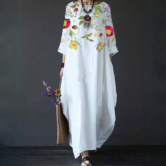 Carlotta - Elegant floral maxi dress with airy cut for women